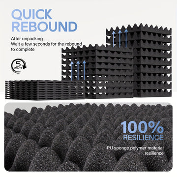 12 piezas - 12x12x1,18/12x12x2 pulgadas Caja de huevos Estudio de música Acústica Paneles de espuma aislante, Paneles de absorción de sonido aerodinámicos, Paneles de absorción de sonido de bajo rápido, Paneles de pared aislantes de alta densidad para pa