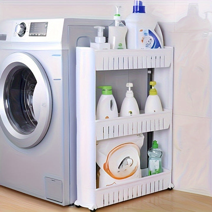 Organizador de 3 Niveles para el Borde del Refrigerador Ultra Estrecho - Carrito Independiente para Almacenamiento en Baño y Sala de Estar - Adecuado para Escenarios de Hotel, Hogar, Cocina y Salón