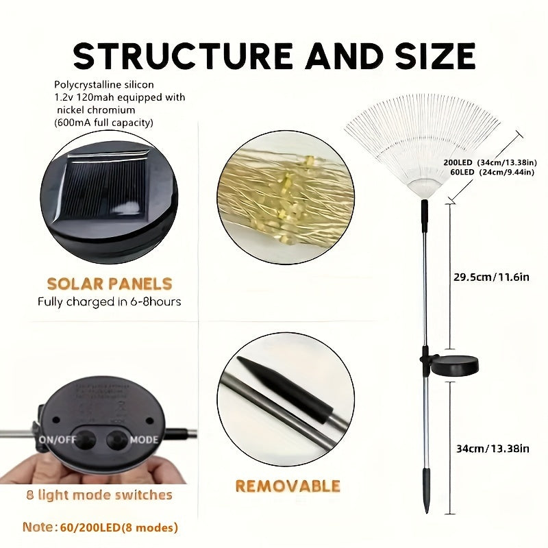 1pc Lámpara LED solar para exteriores, 8 modos, ≤36V, cobertura exterior, ideal para camping en RV, picnic, decoración de iluminación para fiestas