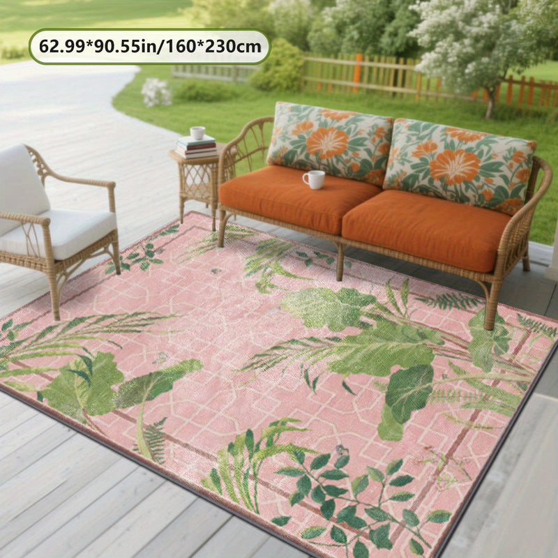 Alfombrilla de exterior con diseño de hojas ZULIDA - Ligera, fácil de limpiar, poliéster, lavable en máquina, ideal para jardín, patio, camping en RV, patio trasero y picnic, uso interior/exterior, regalo de verano, varios tamaños disponibles, decoración
