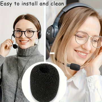 24 piezas de tapas de esponja para amplificador de micrófono - Tapas protectoras de reducción de ruido lavables para auriculares, micrófonos de conferencia y auriculares de sobre la oreja, amplificadores de micrófono para micrófono, protección superior,