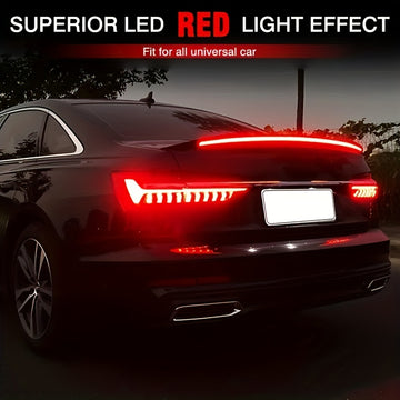 Tira de luz LED para alerón de coche, tira de luz decorativa de fibra de carbono con luz ambiental de flujo de escaneo, sin batería.