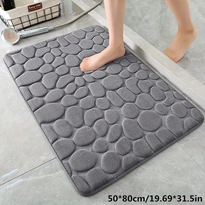 Alfombrilla antideslizante para baño con textura de guijarros, gamuza coral, base de PVC, esponja gruesa que absorbe rápidamente la humedad, seis colores disponibles, adecuada para baño y dormitorio