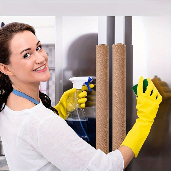 2 Piezas de Fundas Protectoras de Cuero Sintético para Refrigerador, Lavavajillas y Microondas - Antideslizantes, Antiimpacto, Resistentes a Arañazos, Diseño Texturizado, Protección para Manijas de Electrodomésticos, Esenciales del Hogar, Construcción Ro