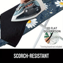 Funda de tabla de planchar 2D plana, floral - Rejilla completa resistente al quemado, bordes elásticos, diseño lavable a máquina de alta resistencia con patrones de margarita y estrella, se ajusta a tablas estándar (tabla no incluida), tabla de planchar