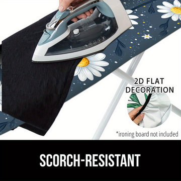 Funda de tabla de planchar 2D plana, floral - Rejilla completa resistente al quemado, bordes elásticos, diseño lavable a máquina de alta resistencia con patrones de margarita y estrella, se ajusta a tablas estándar (tabla no incluida), tabla de planchar