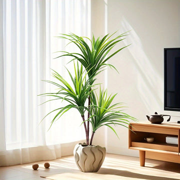 1pc 3-Cabezas Dracaena Planta Artificial - Plástico Resistente a los Rayos UV para Decoración de Interior/Exterior, Bodas, Jardín, Patio, Sesiones de Fotos - Sin Mantenimiento Regalo de Vacaciones para Acción de Gracias, Navidad, Día de la Madre, Día del