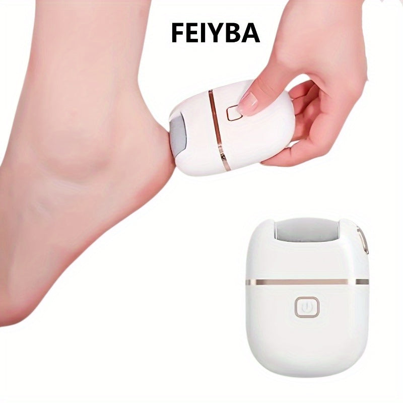 Exfoliador eléctrico recargable FEIYBA con cabezales de lijado de repuesto - Automático, luz muerta beige y eliminación, diseño portátil alimentado por USB para el hogar, viajes, regreso a la escuela, regalos de Acción de Gracias (adultos), exfoliador pa