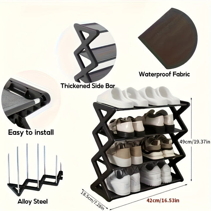 1 Juego de 4 Niveles de Estante de Zapatos Ahorrador de Espacio - Estante de Zapatos Duradero de PP, Fácil Montaje, con un Diseño Elegante y Sencillo, Adecuado para Vestíbulos y Dormitorios, Puede Albergar Zapatillas y Zapatos Casuales, Lavable a Mano