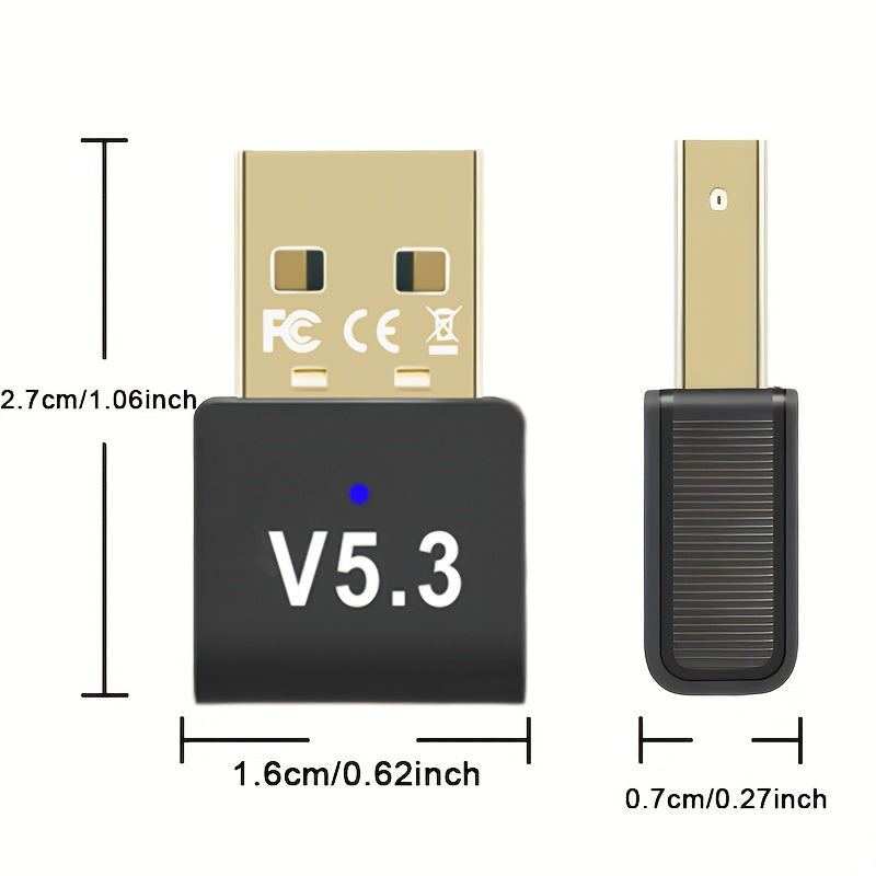 Adaptador de red USB BT 5.3, Adaptador de red inalámbrico USB Dongle, compatible solo con portátiles y computadoras de escritorio, compatible con sistemas Windows 11/10/8.1. Plug And Play, compatible hacia atrás automáticamente con dispositivos de versio
