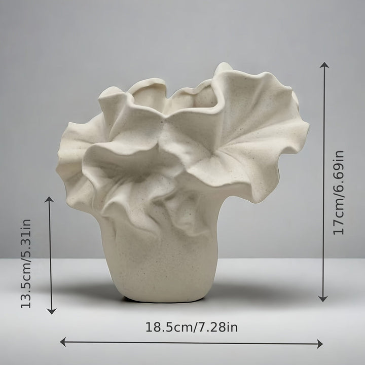 Jarrón Cerámico Bohemio Floral - Jarrón Decorativo en Forma de Campana Blanco para Sala, Dormitorio u Oficina - Decoración Elegante sin Baterías