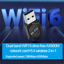 Adaptador de Red Inalámbrica AX900 WiFi 6 - Banda Dual 2.4/5GHz, Velocidades Rápidas de 900Mbps, Plug & Play, Sin Necesidad de Controladores, Compatible con Windows 7/8/10/11, Actualización USB-Powered WiFi 6 para PC, Portátiles, Smartphones y Tabletas -