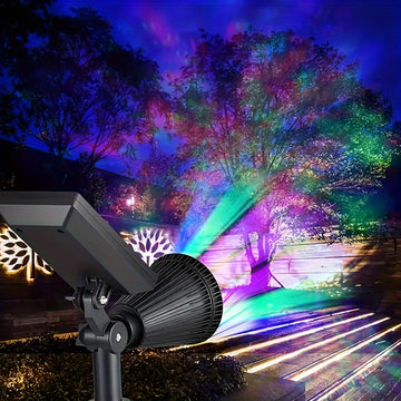 Foco de Árbol con LED Alimentado por Energía Solar para Paisajismo Exterior - Impermeable IPX4, Luz Roja, Iluminación Portátil para Jardín y Patio, Material Plástico, Instalación Fácil en el Suelo, Luces Solares para Jardín