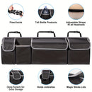 Organizador de maletero de coche con 4 bolsillos y 3 tapas separadas - Accesorios de carga plegables, material duradero de poliamida, almacenamiento multi-cámara para asiento trasero y maletero, organización de vehículos, cierre de cremallera seguro