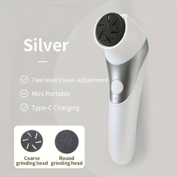 Exfoliador eléctrico de pies recargable USB con cabezales dobles, portátil - Ideal para pulir piel gruesa y cuidar piel seca, fácil de usar con cabezales reemplazables para eliminar callos, kit práctico de cuidado para pies, un regalo perfecto