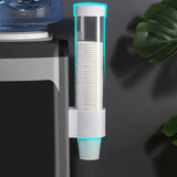 1 pieza de soporte para tazas desechables sin perforación para pared, resistente al polvo y al agua, dispensador automático de tazas, conveniente y rápido, almacenamiento de tazas desechables para hogar, oficina, hospital, suministros de baño.