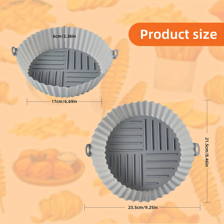 1pc Bandeja de Horneado Reutilizable para Freidora de Aire - Tapete Redondo Antiadherente de PET Alimenticio con Diseño Multicompartimento para Frituras Saludables, Galletas y Ala de Pollo & Snacks - Accesorio de Cocina Fácil de Limpiar