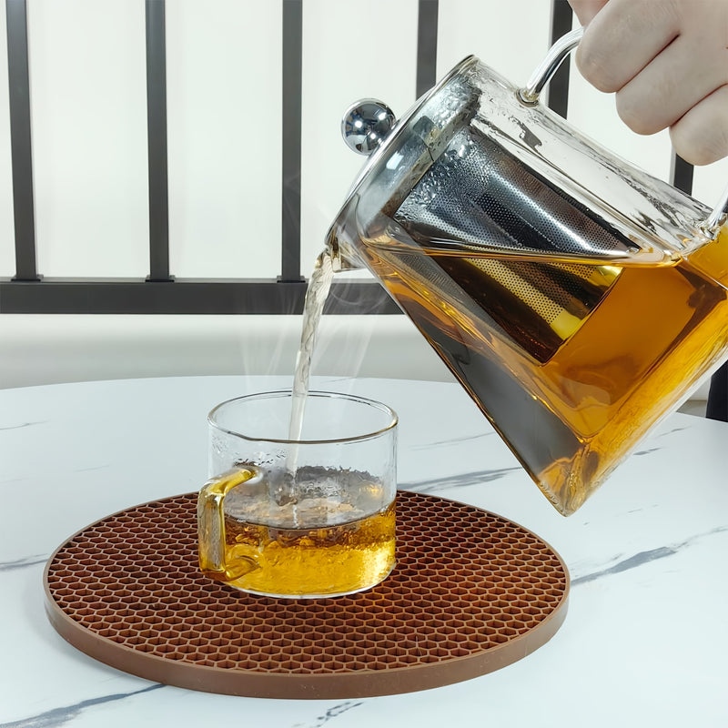 Juego de Tetera de Vidrio con Infusor de 1 pieza de 350/550/750 ml Resistente al Calor y Engrosada para Preparar y Infundir Té Doble Uso