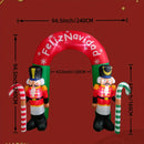 Arco inflable de soldado cascanueces navideño de 243.84 cm con luces LED - Poliéster 190T resistente, diseño vibrante en rojo y blanco para fiestas en el jardín, decoración navideña exterior, adornos inflables para exteriores, acento festivo en el jardín