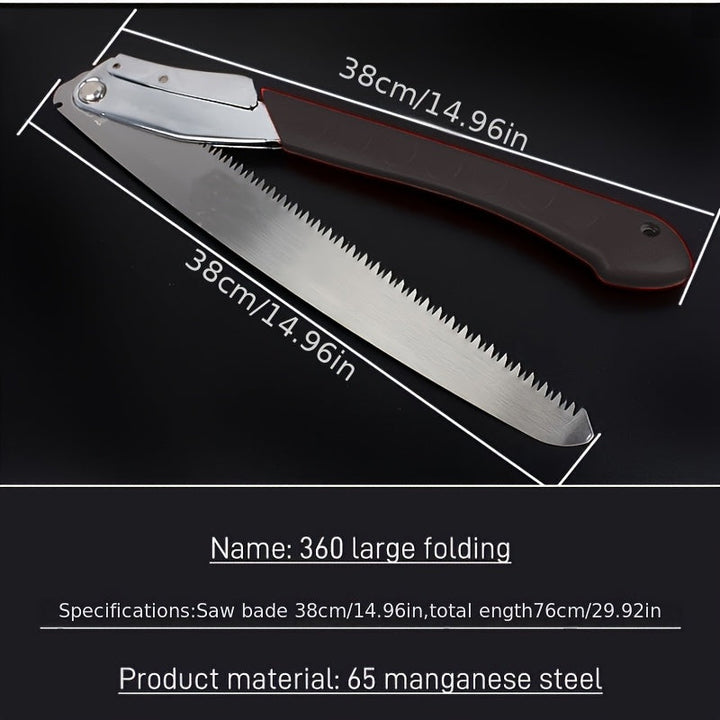 Sierra de Podar Plegable de Alta Resistencia de 14 Pulgadas con Hoja Curva SK5 - Dientes de Cuchilla Triplo para Árboles, Corta Madera, Camping, Jardinería, Senderismo y Paisajismo - Mango Ergonómico Rojo y Blanco, Esenciales para el Camping | Diseño Ple