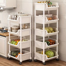Carrito de Almacenamiento Rodante de 5 Niveles con Ruedas - Organizador Multifuncional de Plástico Duradero para Cocina, Sala de Estar y Hogar - Fácil Montaje, Sin Necesidad de Energía, Ideal para Aperitivos, Libros y Productos Frescos, Carro de Cocina