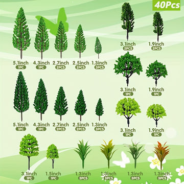 60 árboles modelo de 1.3 a 10.92 cm, árboles mixtos para paisajes de tren, árboles arquitectónicos y árboles artificiales para manualidades DIY, maquetas y paisajes verdes naturales