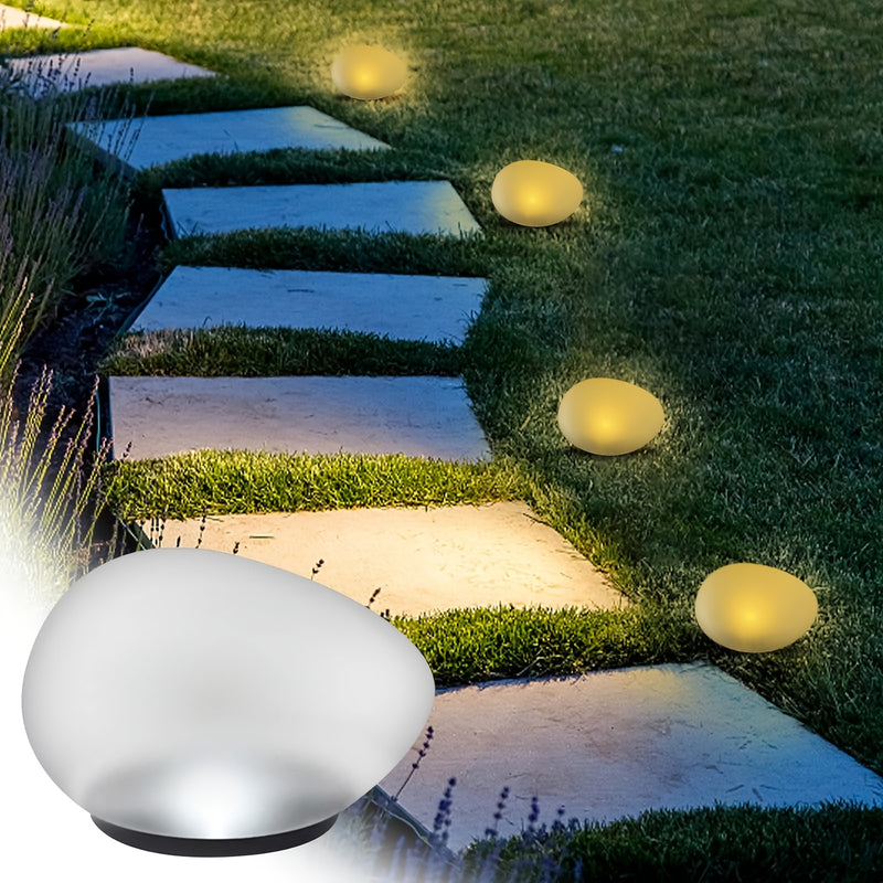 Luces de piedras de 4 LED alimentadas por energía solar, iluminación decorativa para jardines, césped, caminos, piscinas y decoraciones navideñas. (Luz blanca/Luz cálida)