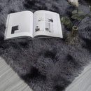 Alfombra rectangular de felpa negra y gris – Gruesa, suave y cálida, de poliéster para decoración de dormitorio o sala, solo lavado a mano, tapetes para sala