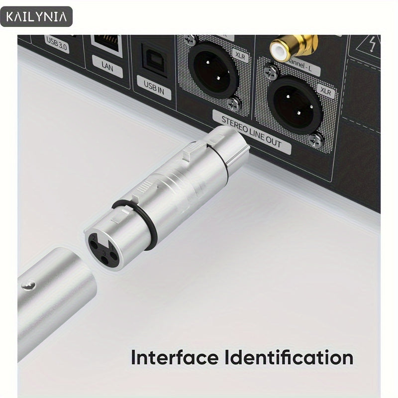 Conectores adaptadores XLR macho a macho y hembra a hembra de 3 pines, compatibles con micrófonos y mezcladores, plateados, forma redonda, cable Ethernet categoría Cat5e, accesorios para equipos de audio.