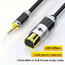 1pc CHOSEAL Cobre monocristalino de 3.5mm a conector hembra XLR Cable de audio, Macho a hembra, Calidad de sonido HiFi, Conectores bañados en oro, Forma redonda, Compatible con Ethernet CAT6A para computadoras, amplificadores, altavoces
