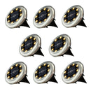 8 luces solares para jardín, iluminación LED para caminos, garajes, patios y jardines traseros, batería de níquel, montaje semi-inclinado, acabado pulido, control fácil con botón, diseño desmontable, iluminación cálida, cuerpo duradero de acrílico, espac