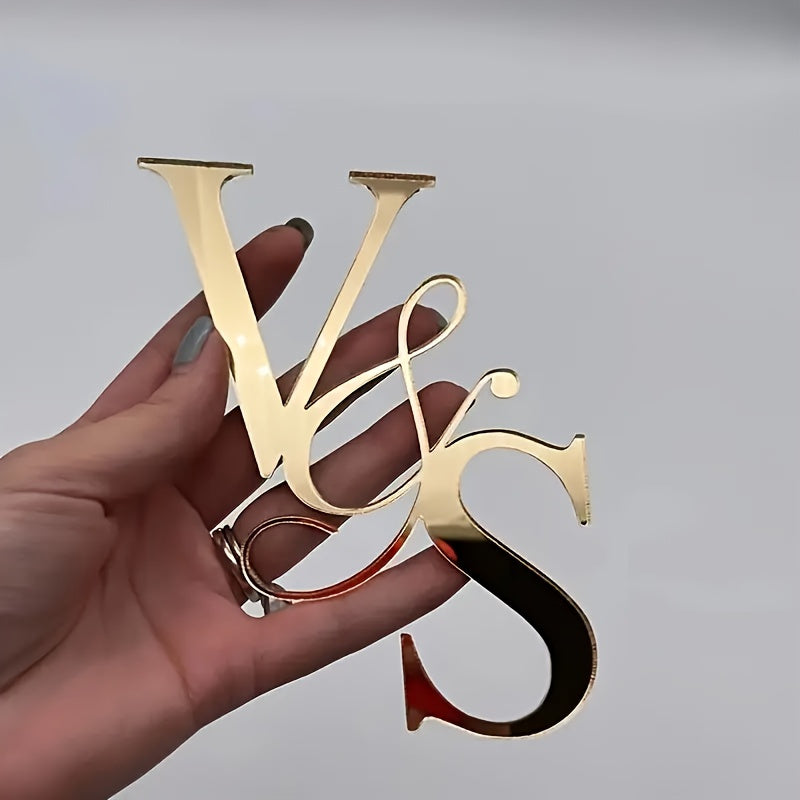 Letrero de Acrílico con Inicial Personalizada - Decoración de Pared con Fuente Escrita a Mano, Elegante Acabado en Oro Rosa, Exhibición Clásica para Escritorio, Perfecta para la Decoración del Hogar y Oficina
