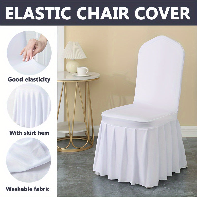 6/12pcs Funda para Silla con Falda, Cubierta Elástica Larga de Spandex para Silla de Comedor, Funda Protectora, Cubierta Elástica para Silla de Comedor de Boda, Desmontable y Lavable, Adecuada para Hoteles, Bodas, Banquetes y Decoración del Hogar