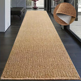 1pc Alfombra Extra Larga para Pasillo - Textura de Jute 100% Poliéster, Duradera y Lavable a Máquina, Gran Alfombra Rectangular para Sala, Cocina, Dormitorio o Entrada - Marrón, Apariencia de Fibra Natural, Tela Resistente al Desgaste, Alfombra Texturiza