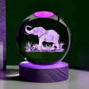 Esfera de cristal con elefante en 3D tallada por láser y base de madera para luz nocturna, regalo de cumpleaños para novia, padres y amigos, Navidad, Día de San Valentín, recuerdo festivo, decoración del hogar