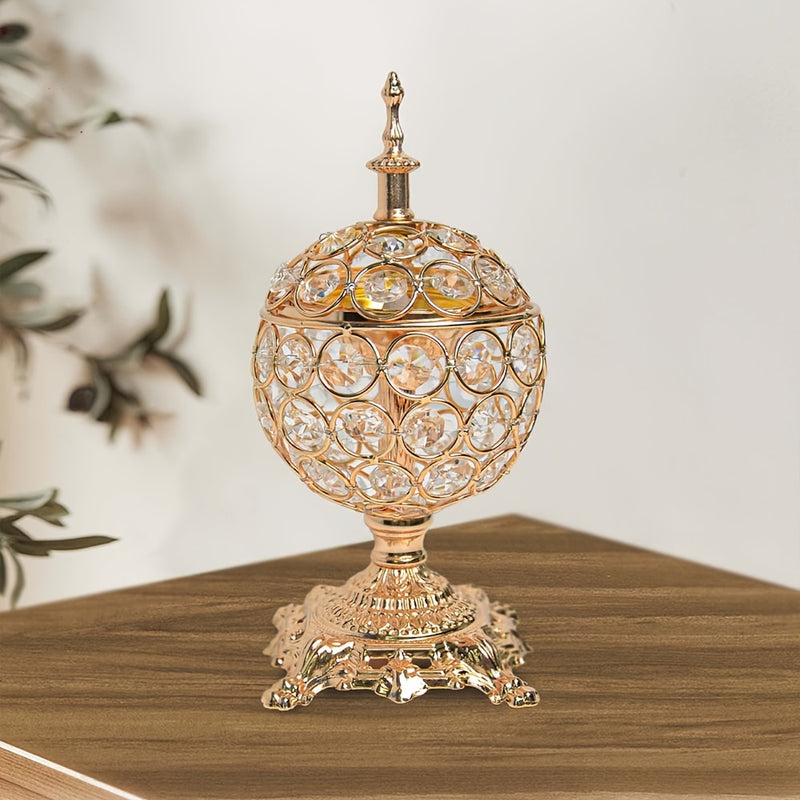 Quemador de Incienso de Cristal Dorado Lujoso - Perfecto para Yoga, Aromaterapia de Spa y Decoración del Hogar, Soporte para Quemador de Incienso