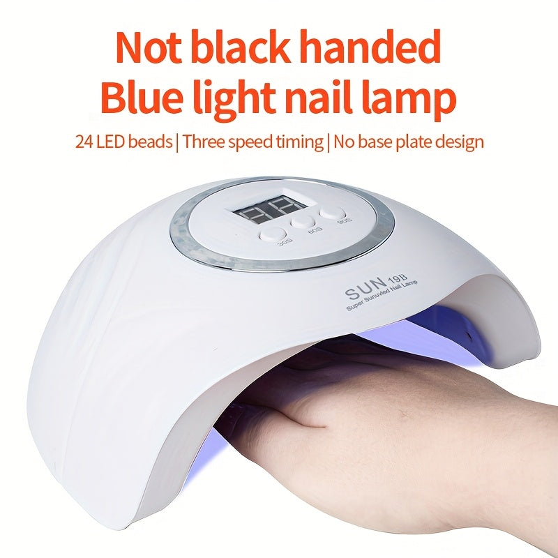 Secador de Uñas LED 48W para Gel - 24 Luces con Sensor Automático, 3 Ajustes de Temporizador y Pantalla LCD, Alimentación USB, Lámpara Profesional Blanca para Manos y Pies, Equipo de Pedicura