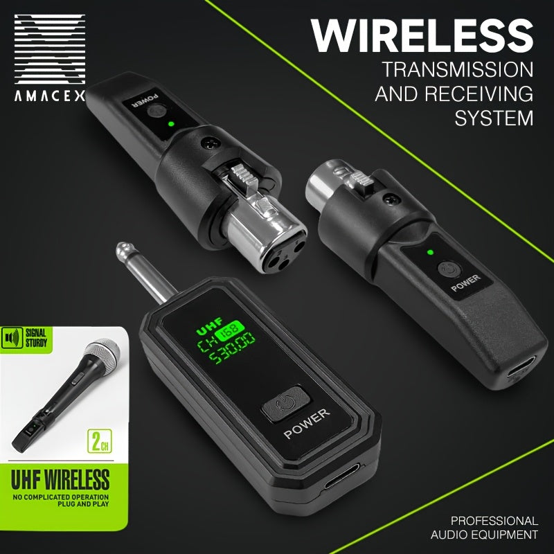 Transmisor y receptor inalámbrico de micrófono - Carga USB-C, control de volumen, compatible con XLR para actuaciones de micrófono dinámico, accesorios de interfaz de voz | Micrófono USB-C para grabación