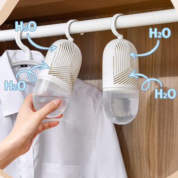 Deshumidificador Reutilizable para Armario con Colector de Agua y Gancho - Caja de Almacenamiento Colgante Antimoho para Guardarropa, Armario