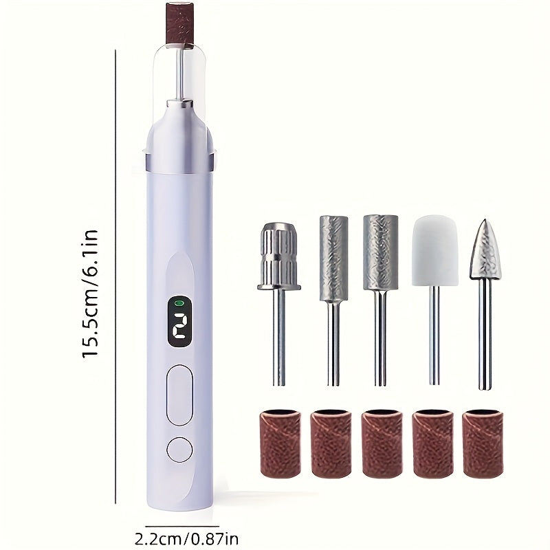 FEIYBA Taladro eléctrico profesional para uñas con broca y cinta de lijado, juego de lima para manicura y pedicura, herramienta de pulido para uñas en casa o salón