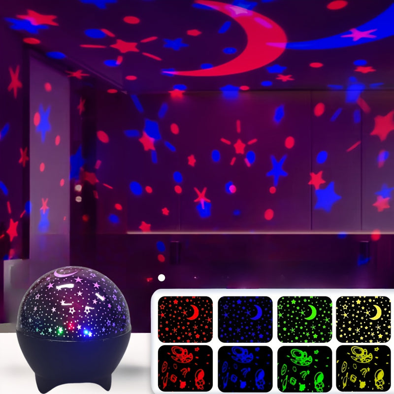 Luz ambiental creativa de proyección de cielo estrellado, decoración de fondo de luz nocturna con efecto de estrellas y luna, alimentada por USB, dinámica cósmica, negra, luz ambiental para salas de baile, adecuada para habitaciones, dormitorios, salas d