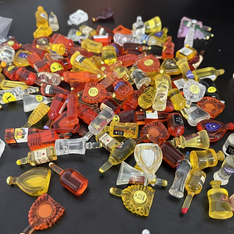 Juego de 20 piezas de decoración de botellas de vino en resina simulada, colores vibrantes mezclados, ideal para manualidades, accesorios de barra, fundas de teléfono, horquillas, aretes y decoraciones de fiesta