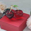 1 ud Exquisita Figura de Cereza de Cristal de Vidrio - Papel Pesa de Fruta Roja Vibrante, Elegante Centro de Mesa y Regalo Considerado para Entusiastas de la Decoración del Hogar - Añade un Toque de Lujo a Cualquier Habitación