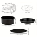 Juego de 5 piezas de accesorios para freidor de aire - Seguro para alimentos, fácil de limpiar, metal de alta calidad, compatible con varios freidores de aire, incluyendo una sartén y tapa, para cocinar de manera saludable, accesorios para freidor de air