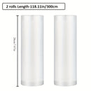 2 Rollos, Bolsas para Sellado al Vacío de Alimentos, Conservación Fresca, Material Grado Alimenticio, Paquete Individual, Uso en Restaurantes y Hogar