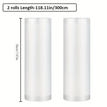 2 Rollos, Bolsas para Sellado al Vacío de Alimentos, Conservación Fresca, Material Grado Alimenticio, Paquete Individual, Uso en Restaurantes y Hogar