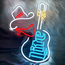 LIUYANG Letrero de neón de guitarra regulable, arte de pared LED alimentado por USB, controlado por botón, para decoración de bar, cueva de hombre, pub, restaurante, no requiere batería