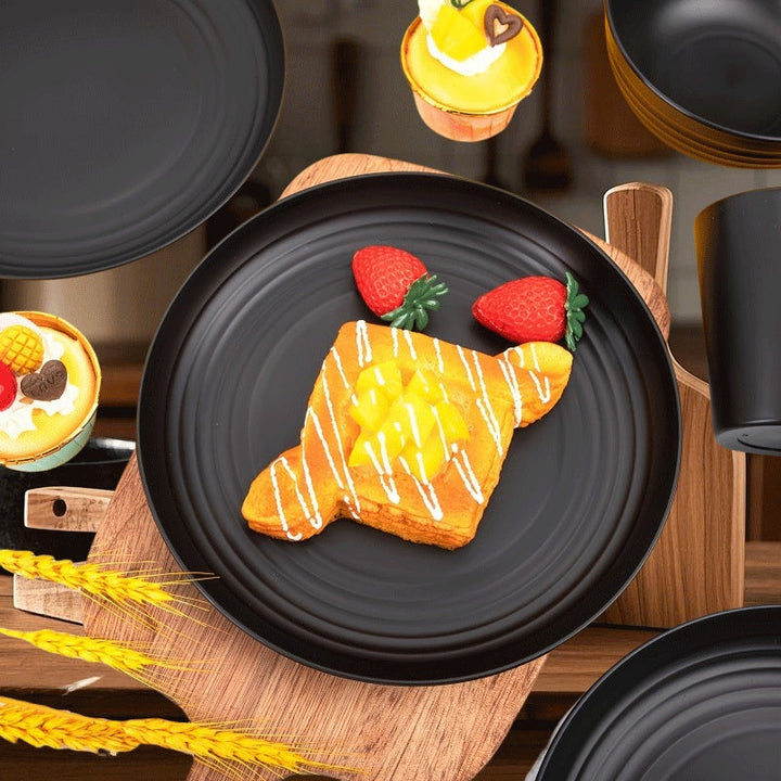 Juego de 16 piezas de platos de cena indestructibles y utensilios de cocina reutilizables, con 8 platos, 4 tazas y 4 tazones, fácil de limpiar, juego de platos de temporada/novedad.