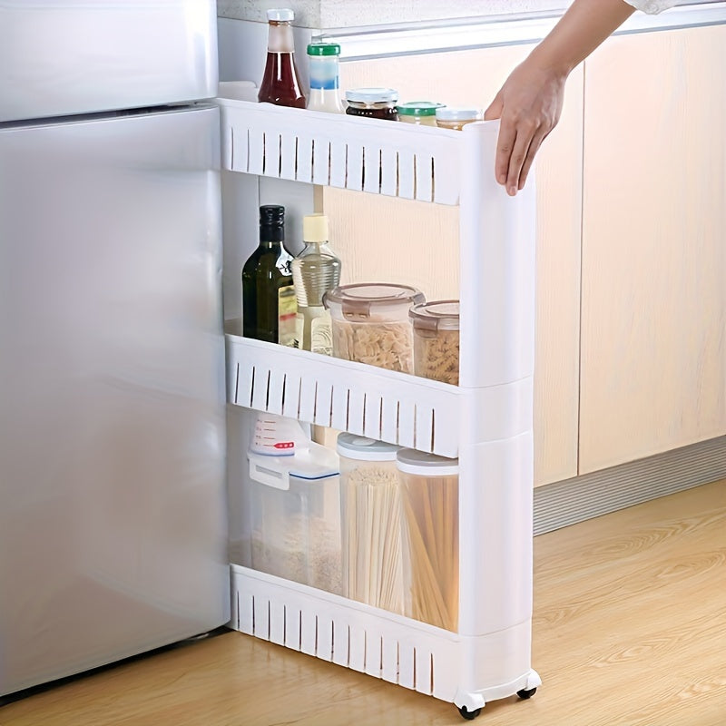 1pc Carrito de Almacenamiento Delgado con Ruedas para Ahorrar Espacio - Organiza Fácilmente los Recovecos de Cocina y Baño