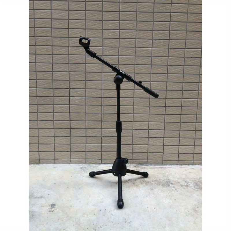 Soporte de micrófono negro ajustable de altura con brazo - Base de trípode de metal resistente para guitarra, Ergu y instrumentos - Perfecto para grabaciones y actuaciones, configuración de equipo de música, acabado metálico elegante, construcción durade